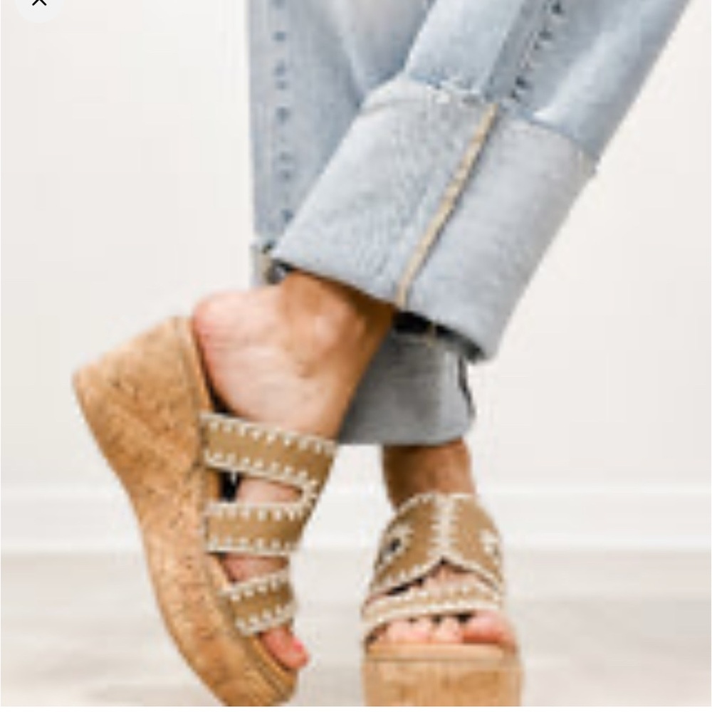 YellowBox Tracie Cork Tan Suede Wedges